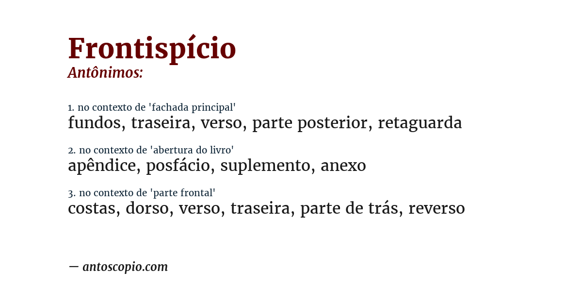 Antônimo de frontispício