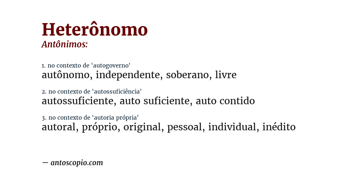 Antônimo de heterônomo