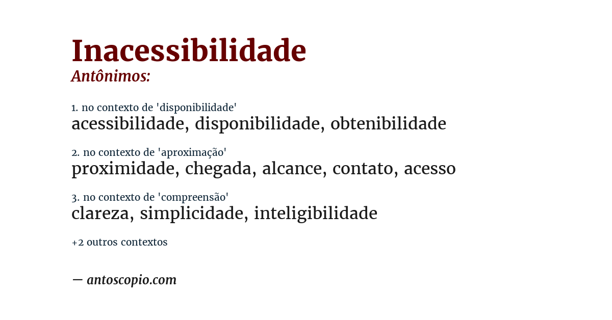 Antônimo de inacessibilidade