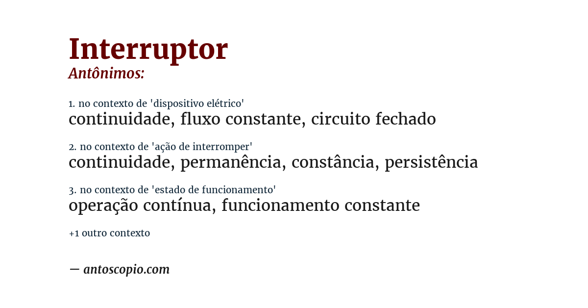 Antônimo de interruptor