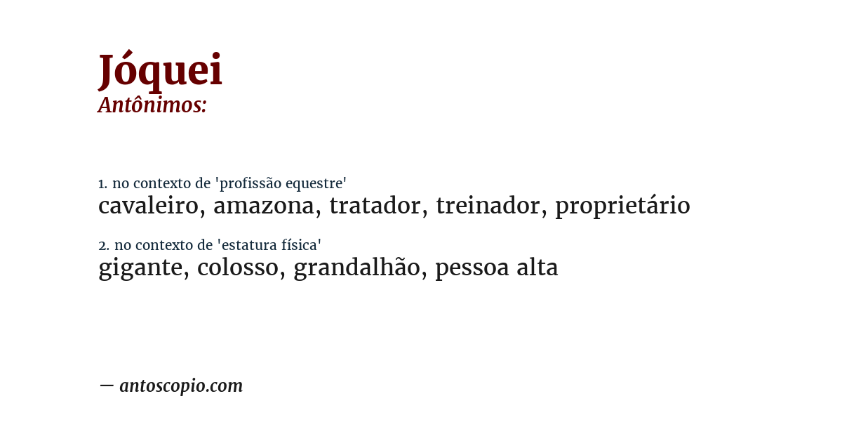 Antônimo de jóquei