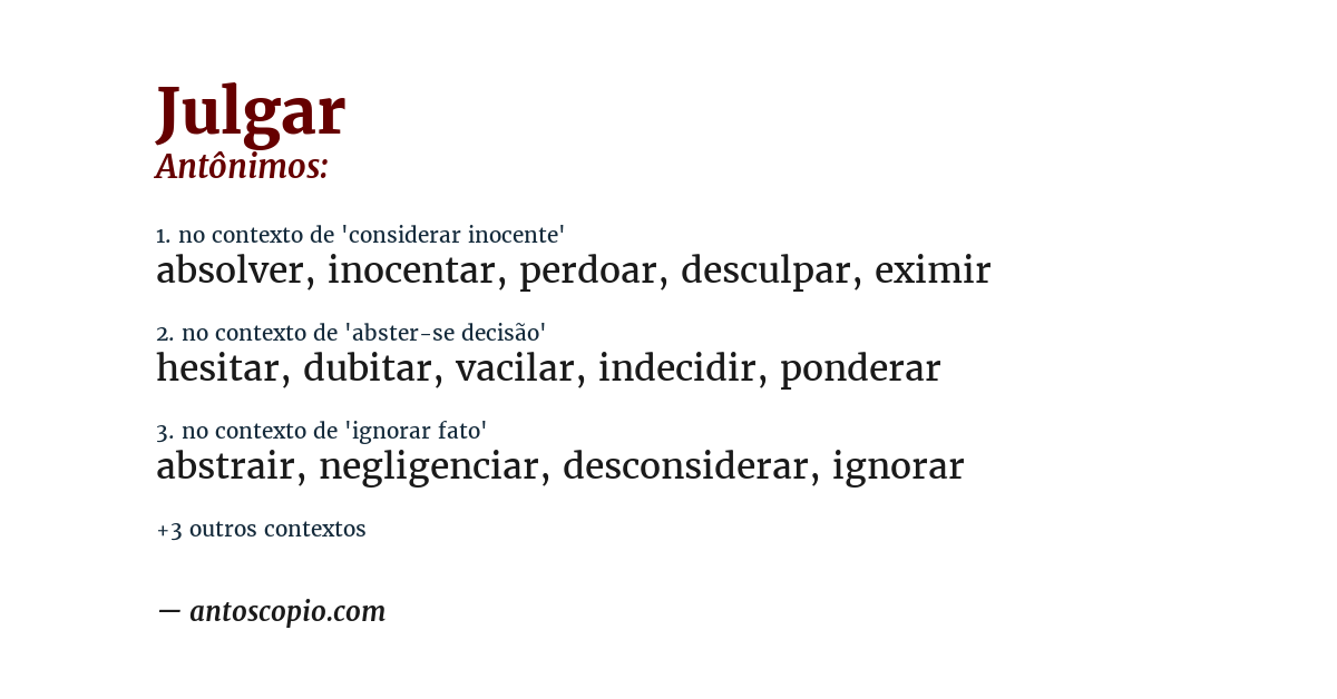 Antônimo de julgar