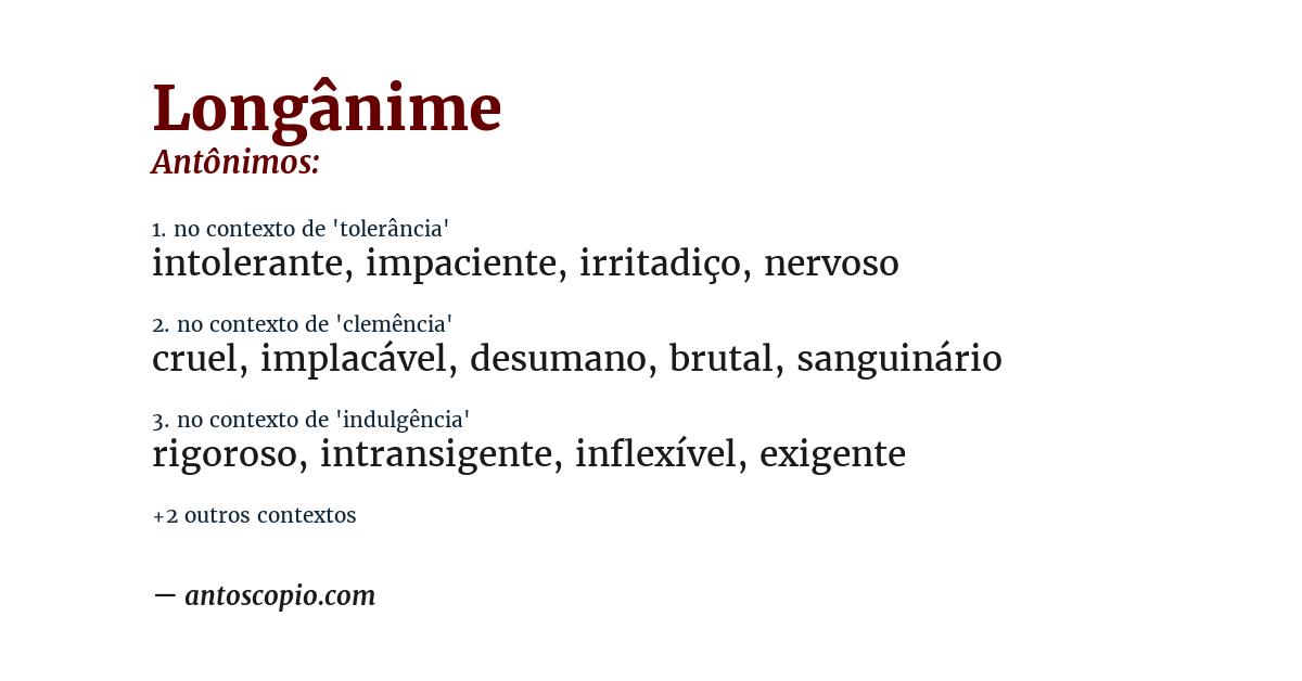 Antônimo de longânime