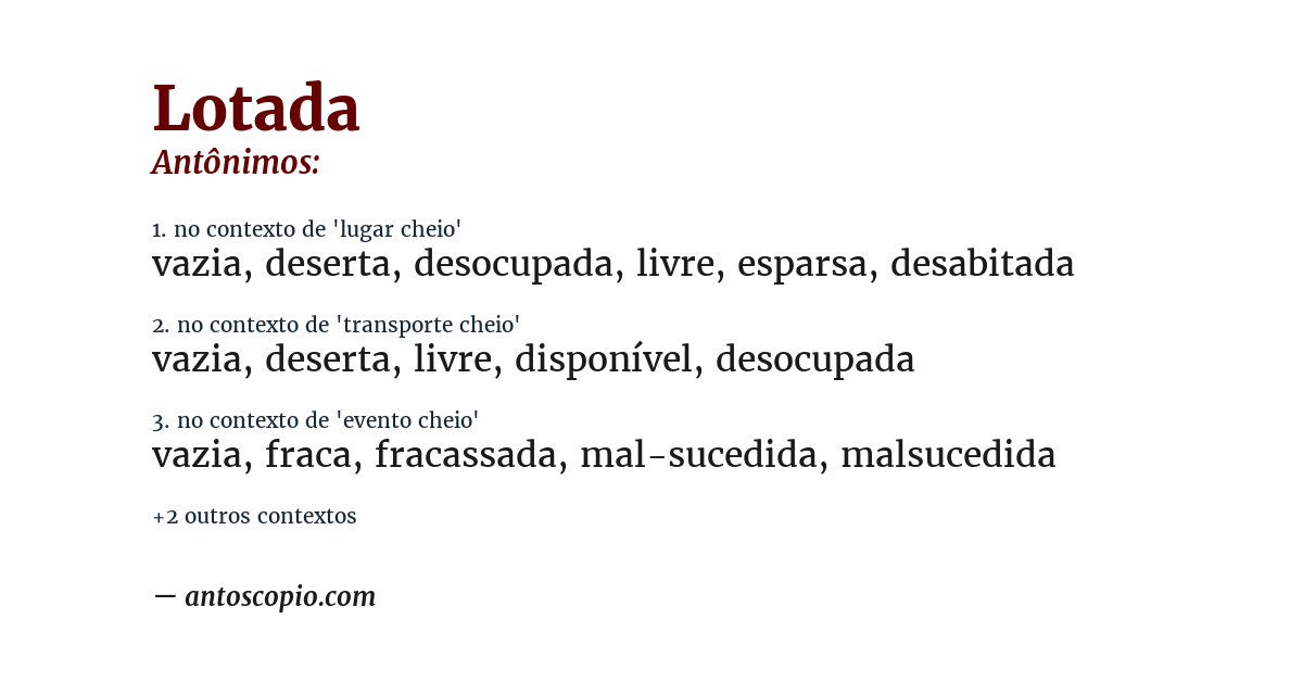 Antônimo de lotada