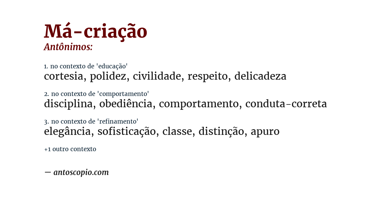 Antônimo de má-criação