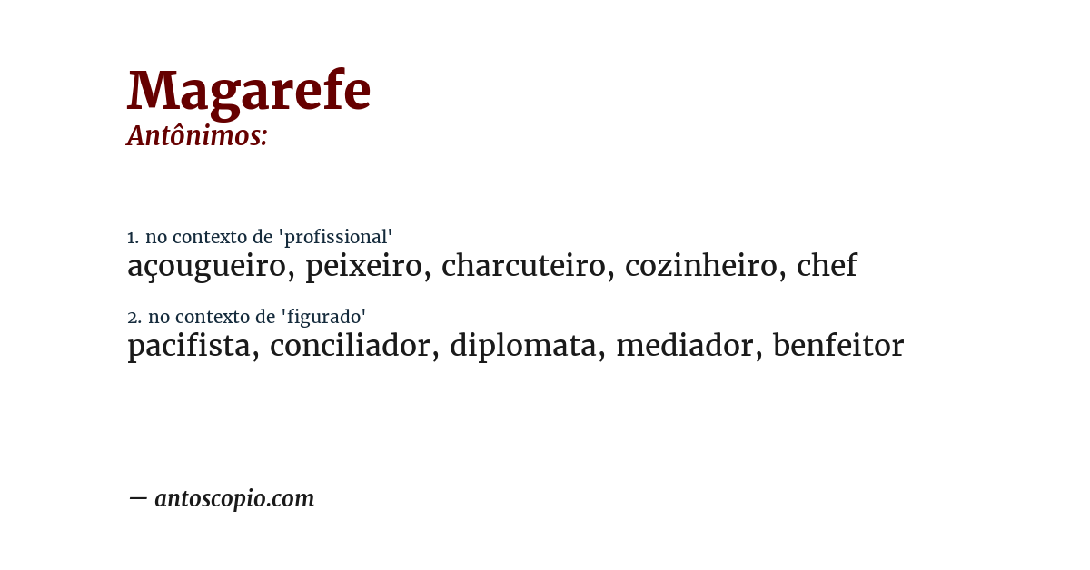 Antônimo de magarefe