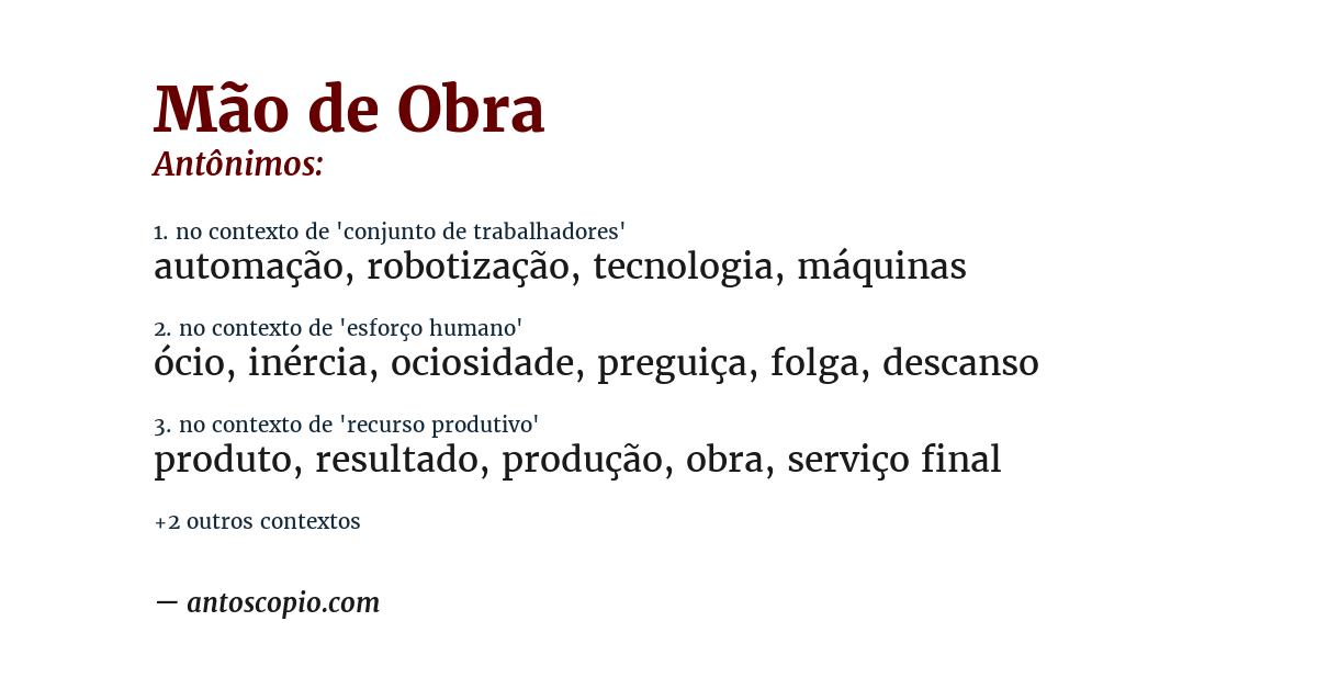 Antônimo de mão de obra