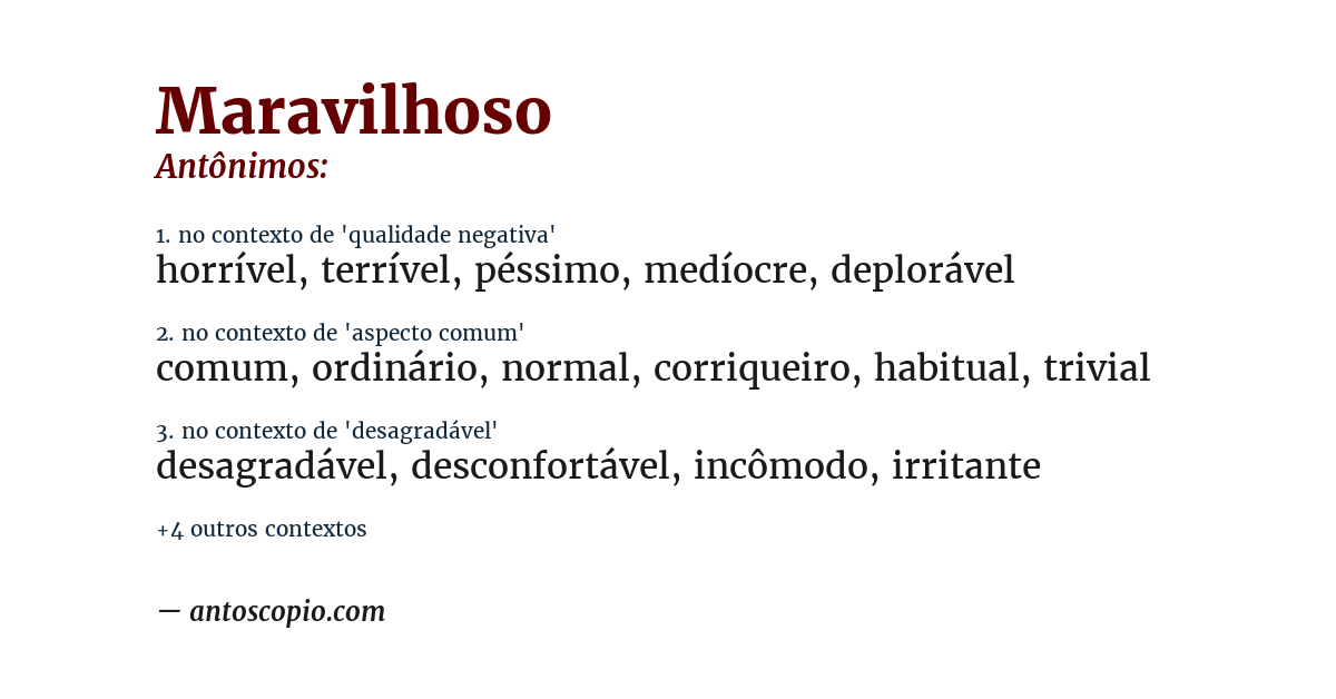 Antônimo de maravilhoso