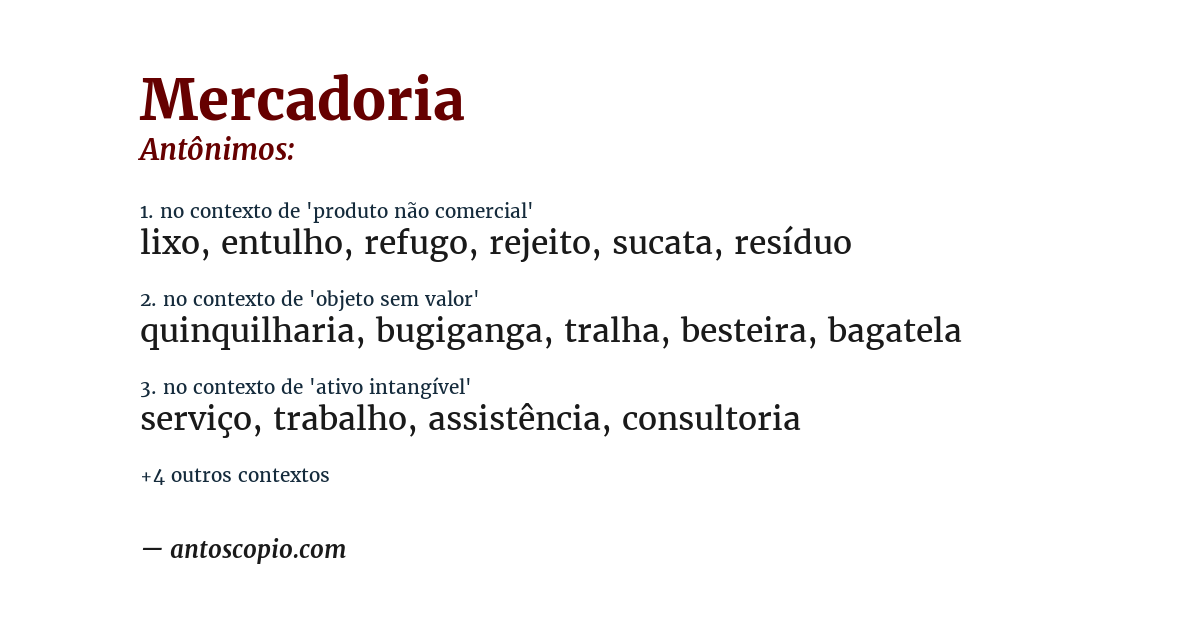 Antônimo de mercadoria