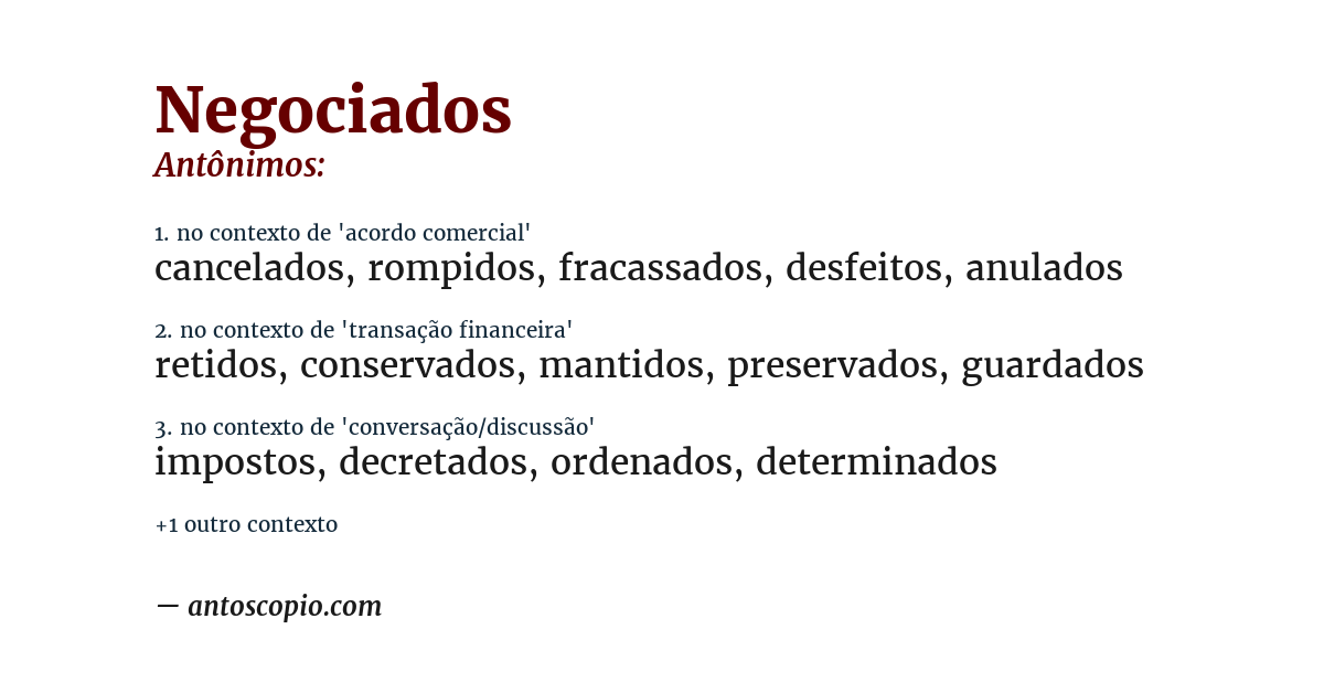 Antônimo de negociados