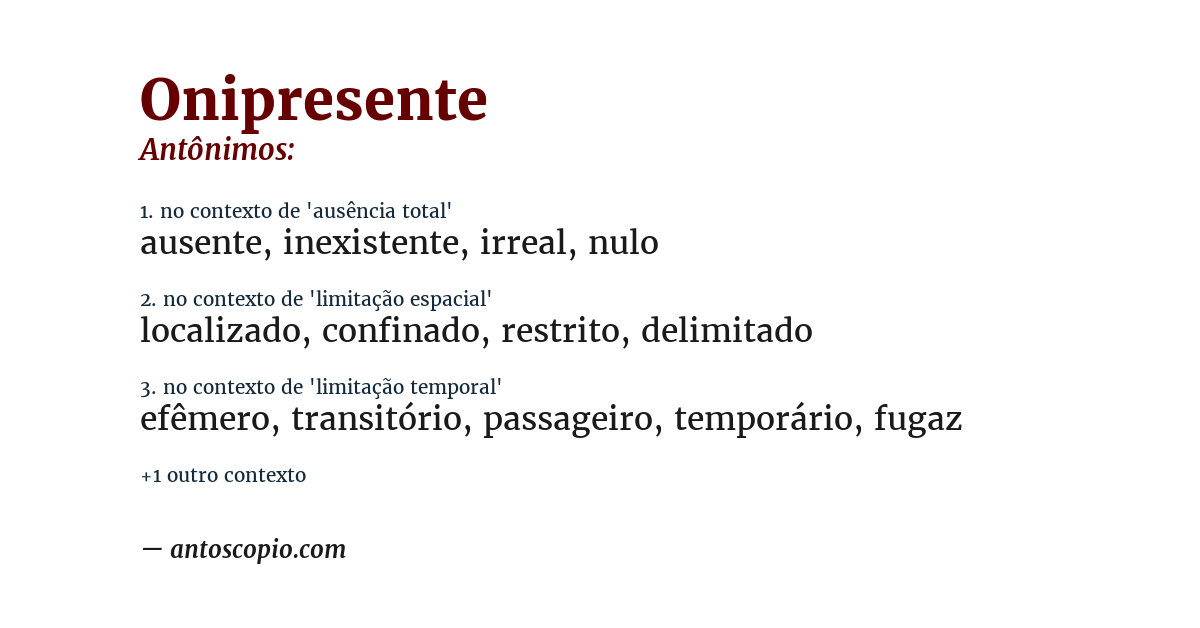 Antônimo de onipresente