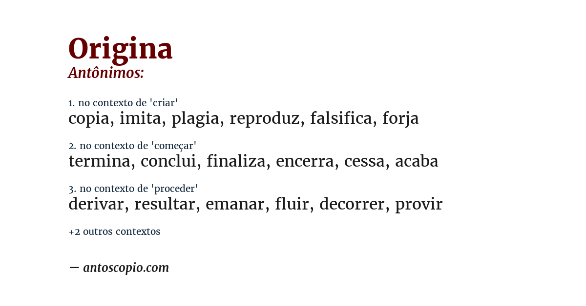 Antônimo de origina