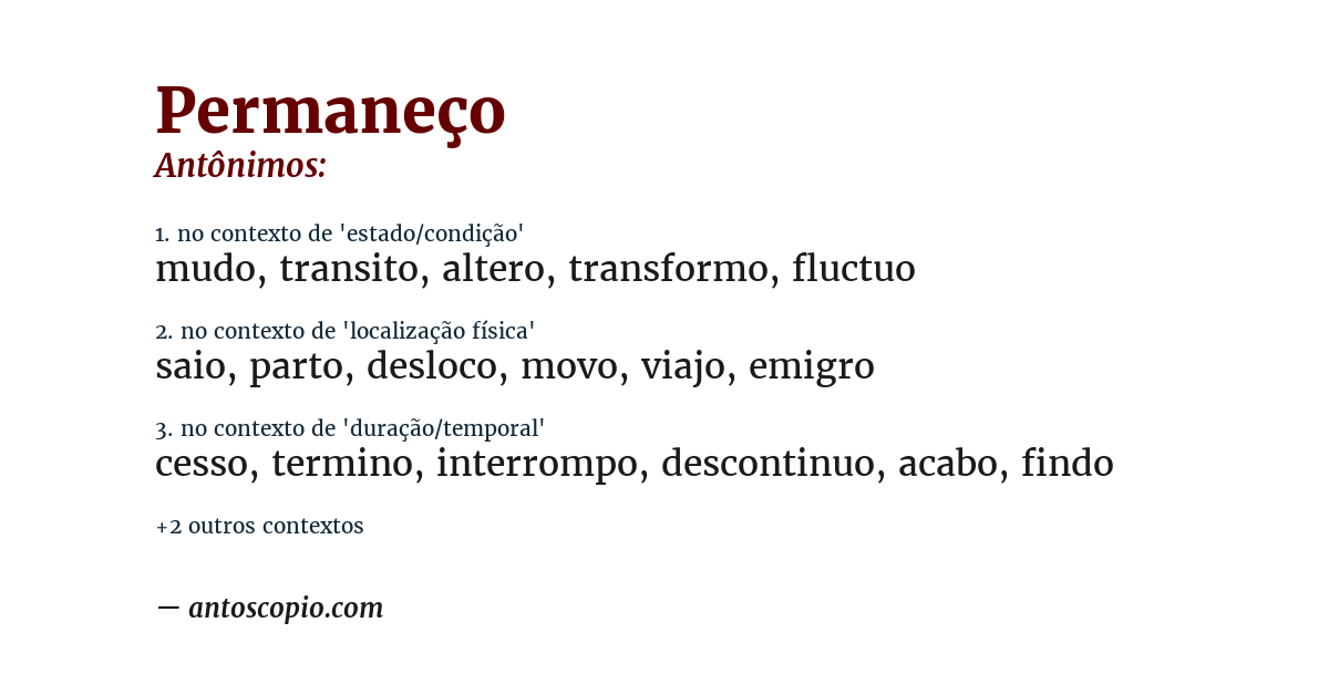Antônimo de permaneço