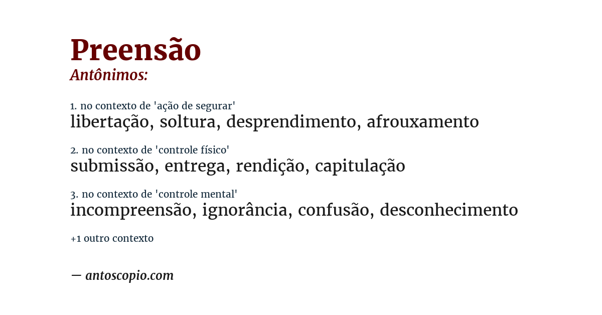 Antônimo de preensão