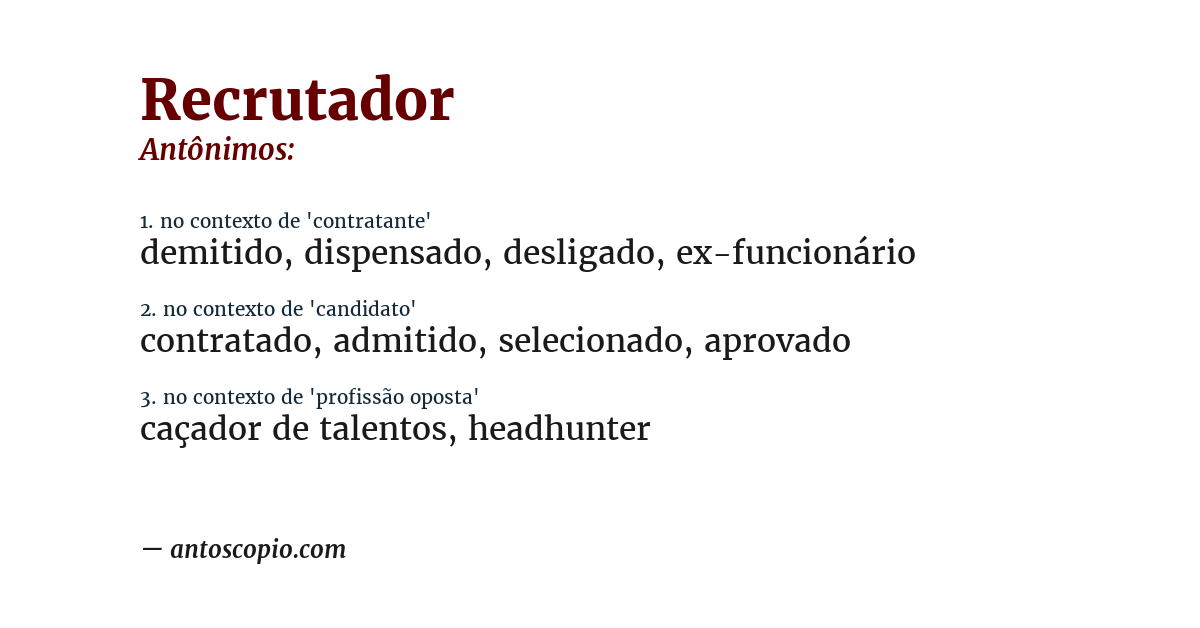 Antônimo de recrutador