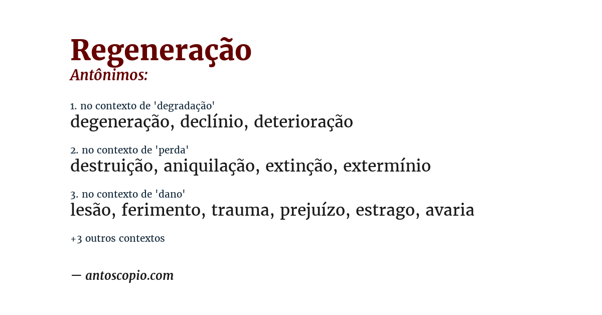 Antônimo de regeneração