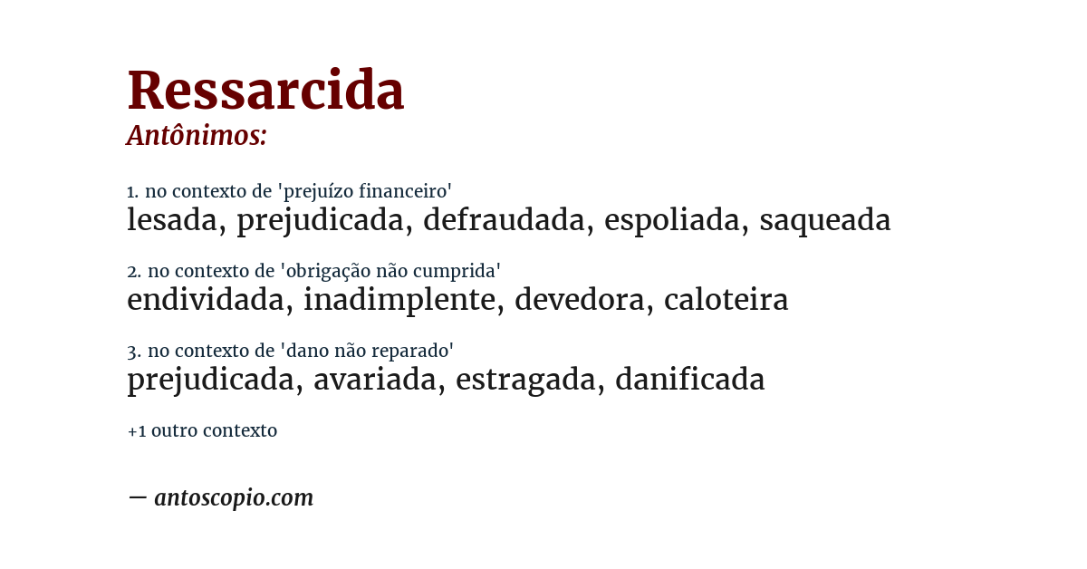 Antônimo de ressarcida