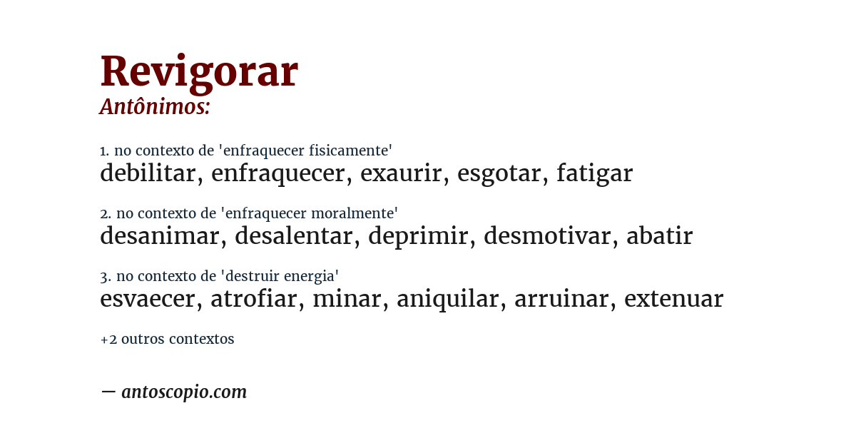 Antônimo de revigorar