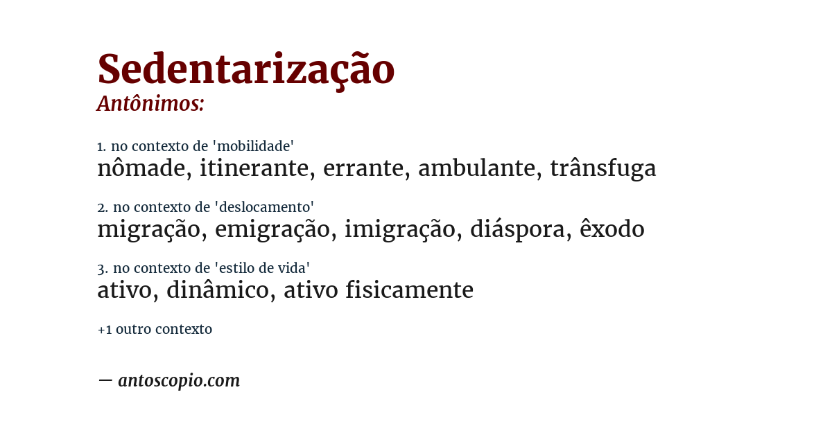 Antônimo de sedentarização