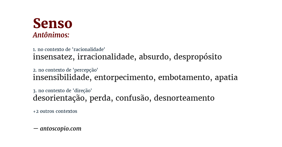 Antônimo de senso