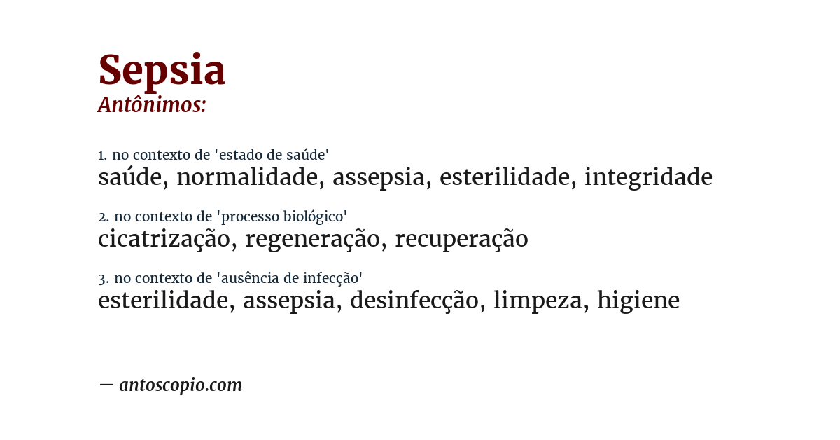 Antônimo de sepsia