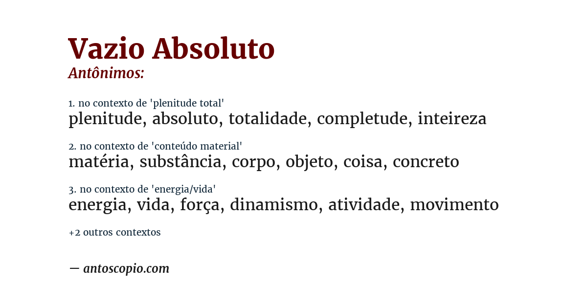 Antônimo de vazio absoluto