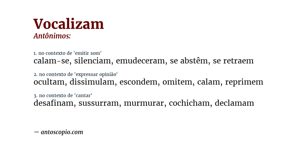 Antônimo de vocalizam