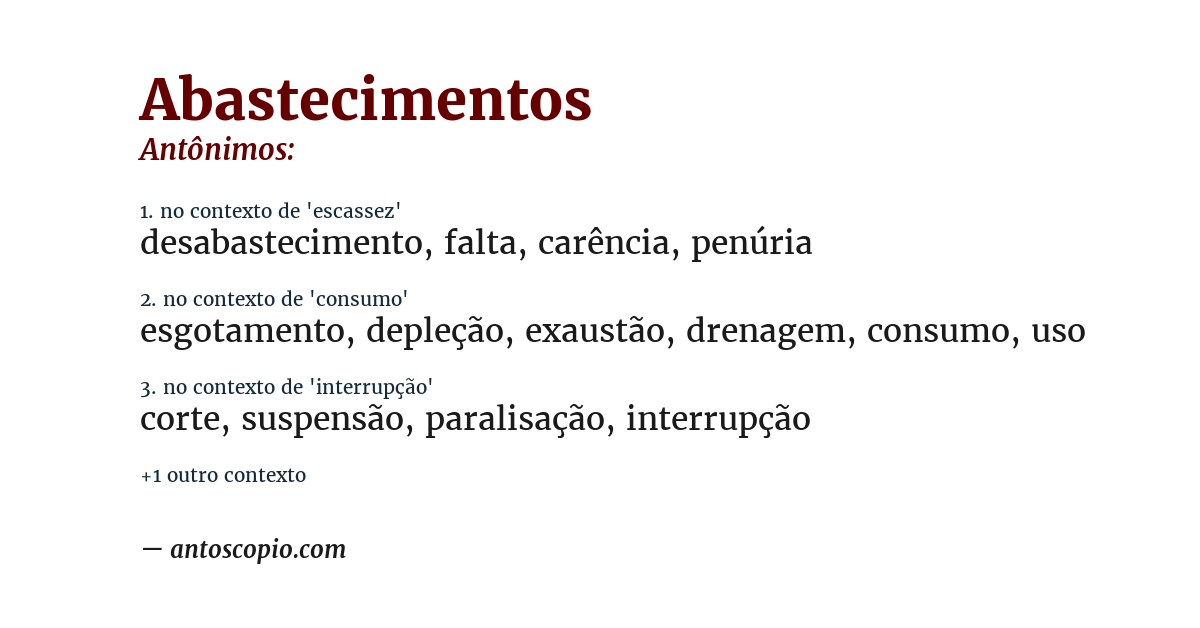 Antônimo de abastecimentos