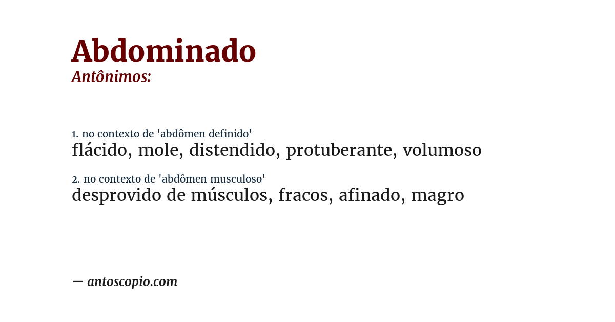 Antônimo de abdominado