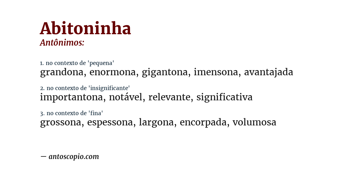 Antônimo de abitoninha
