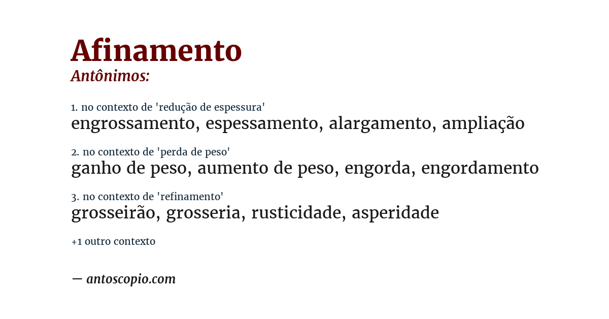 Antônimo de afinamento