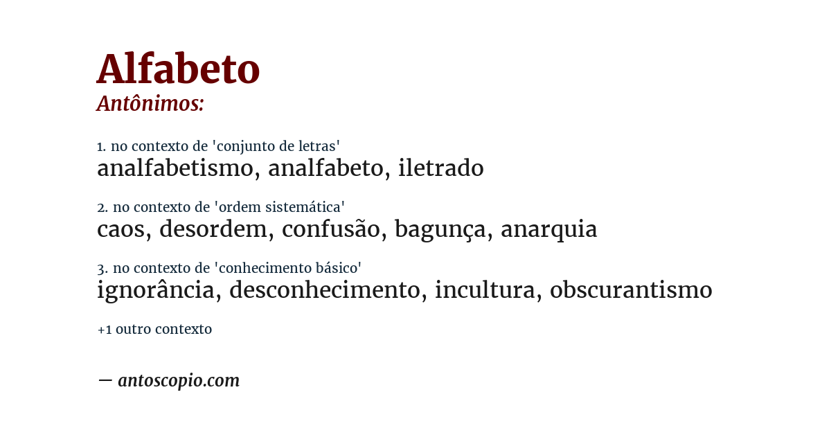 Antônimo de alfabeto
