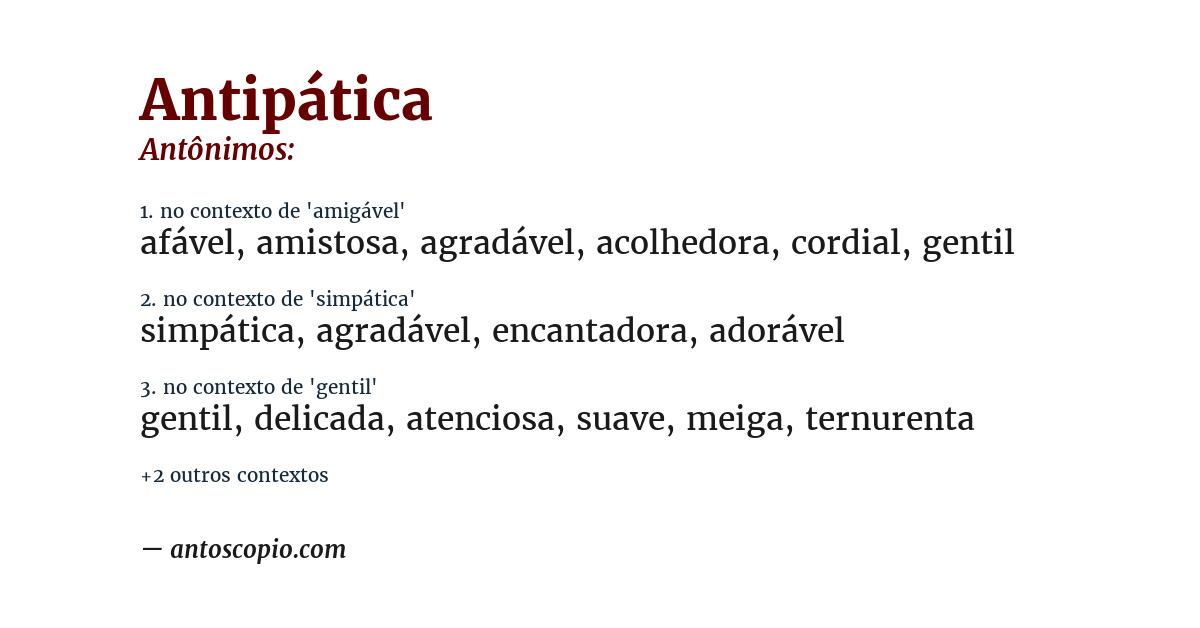 Antônimo de antipática