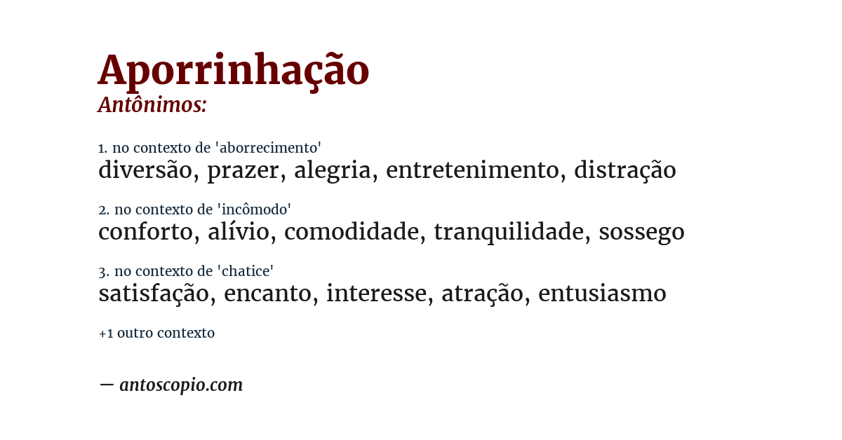 Antônimo de aporrinhação