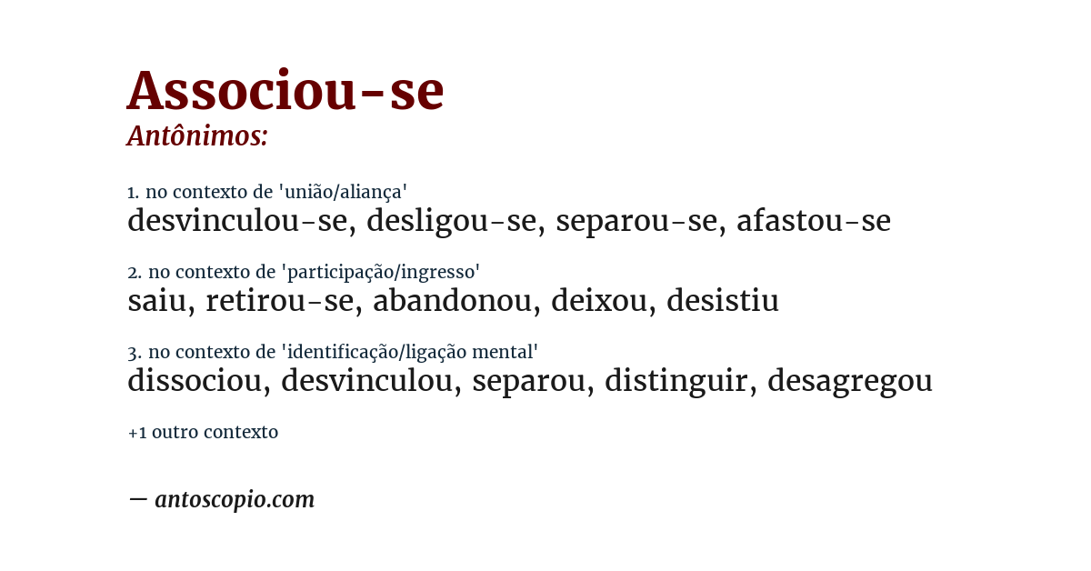Antônimo de associou-se