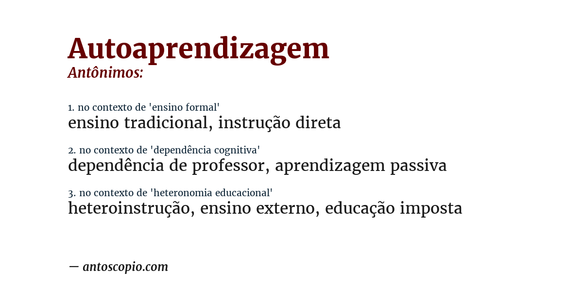 Antônimo de autoaprendizagem