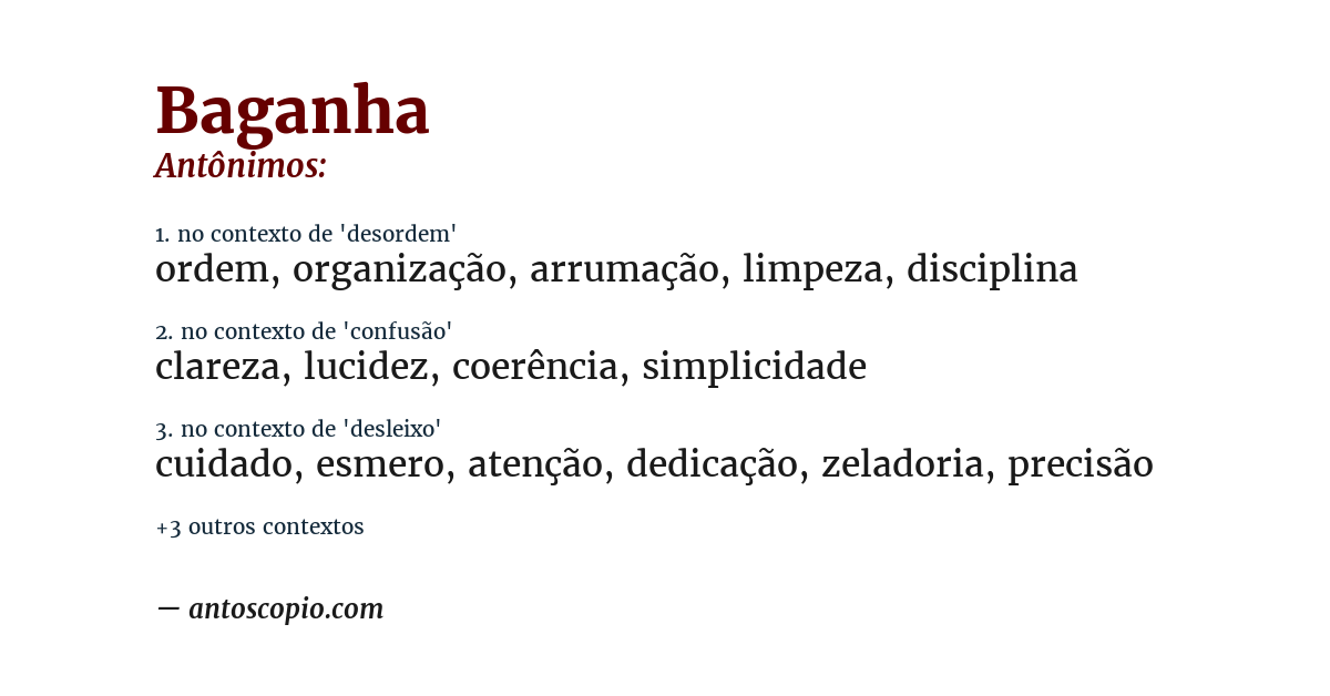Antônimo de baganha