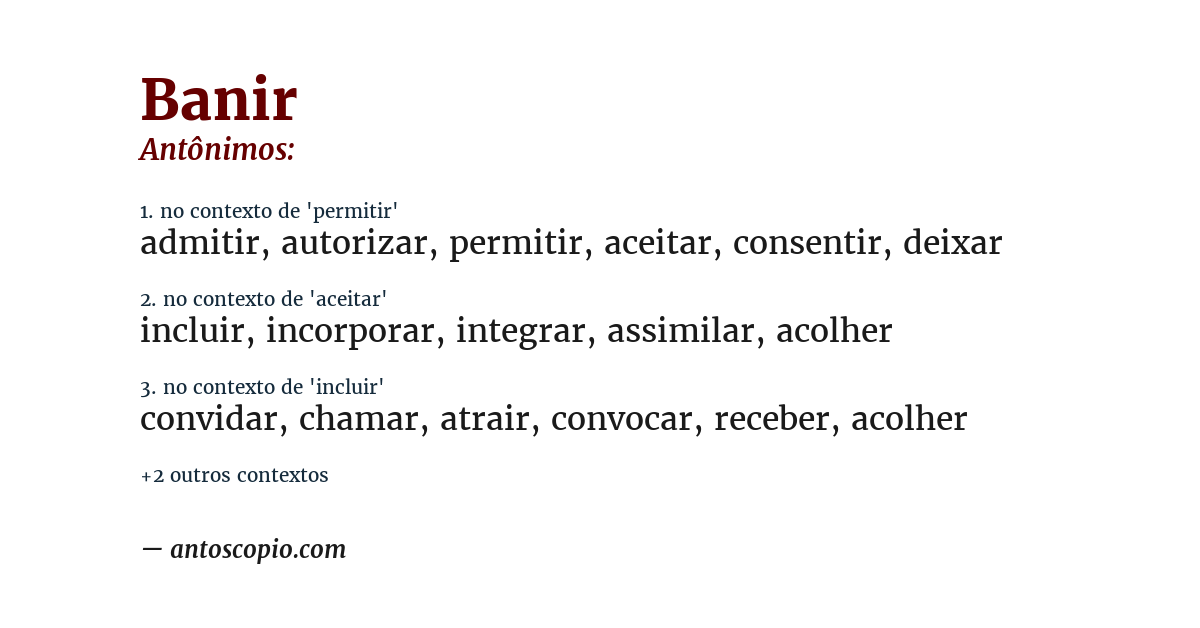 Antônimo de banir