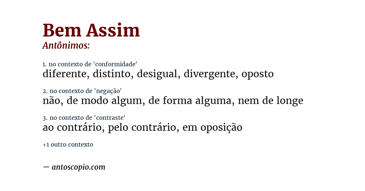 Antônimo de bem assim