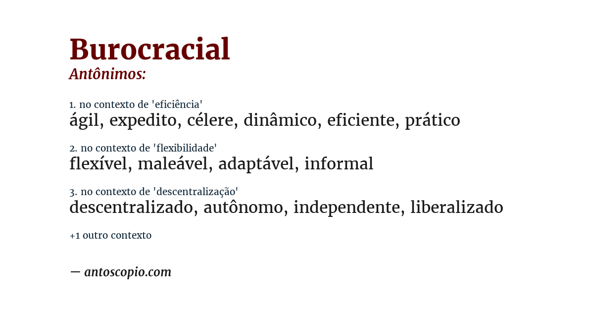 Antônimo de burocracial