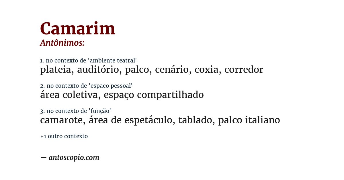 Antônimo de camarim