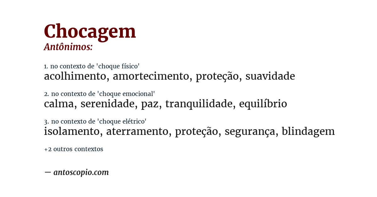 Antônimo de chocagem