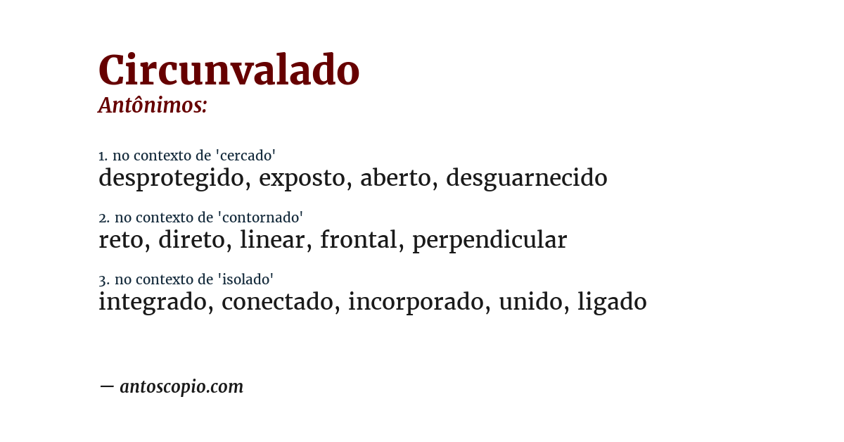 Antônimo de circunvalado