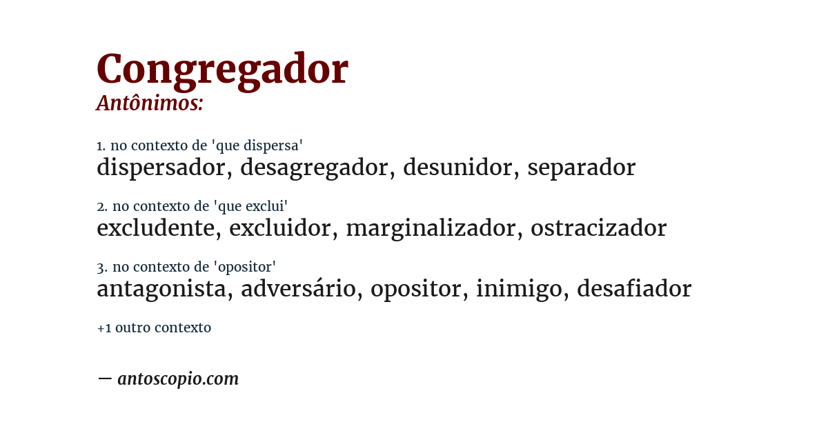 Antônimo de congregador