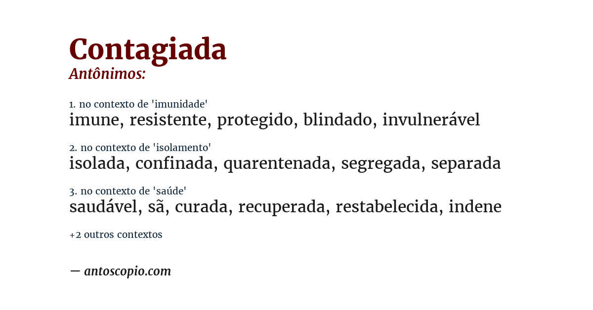 Antônimo de contagiada