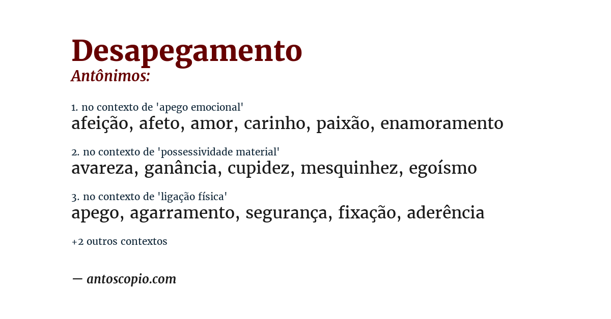 Antônimo de desapegamento