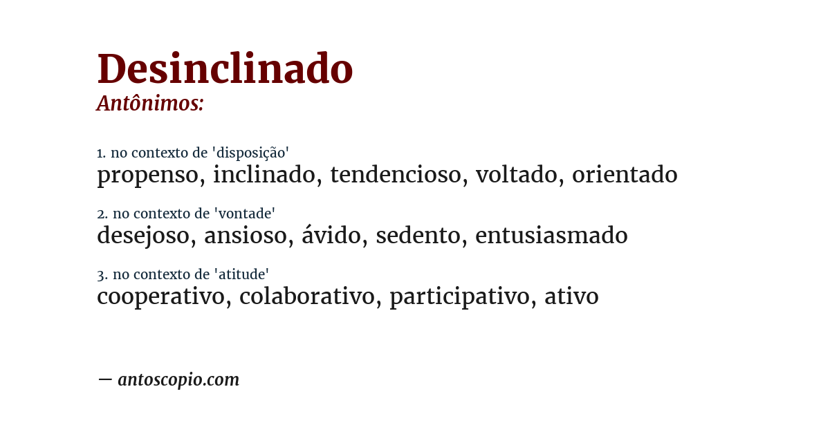 Antônimo de desinclinado