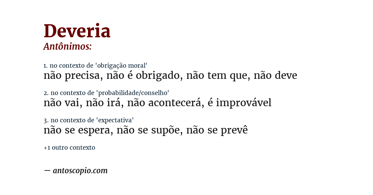 Antônimo de deveria