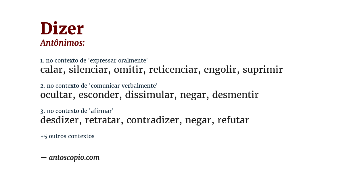Antônimo de dizer