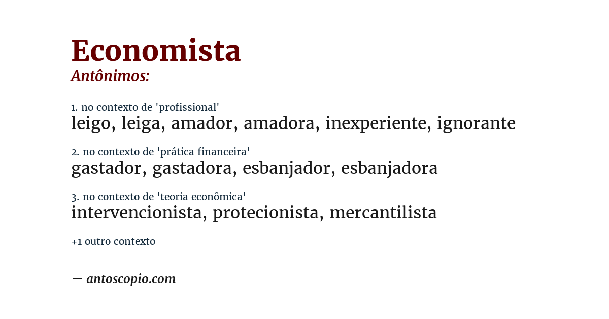 Antônimo de economista